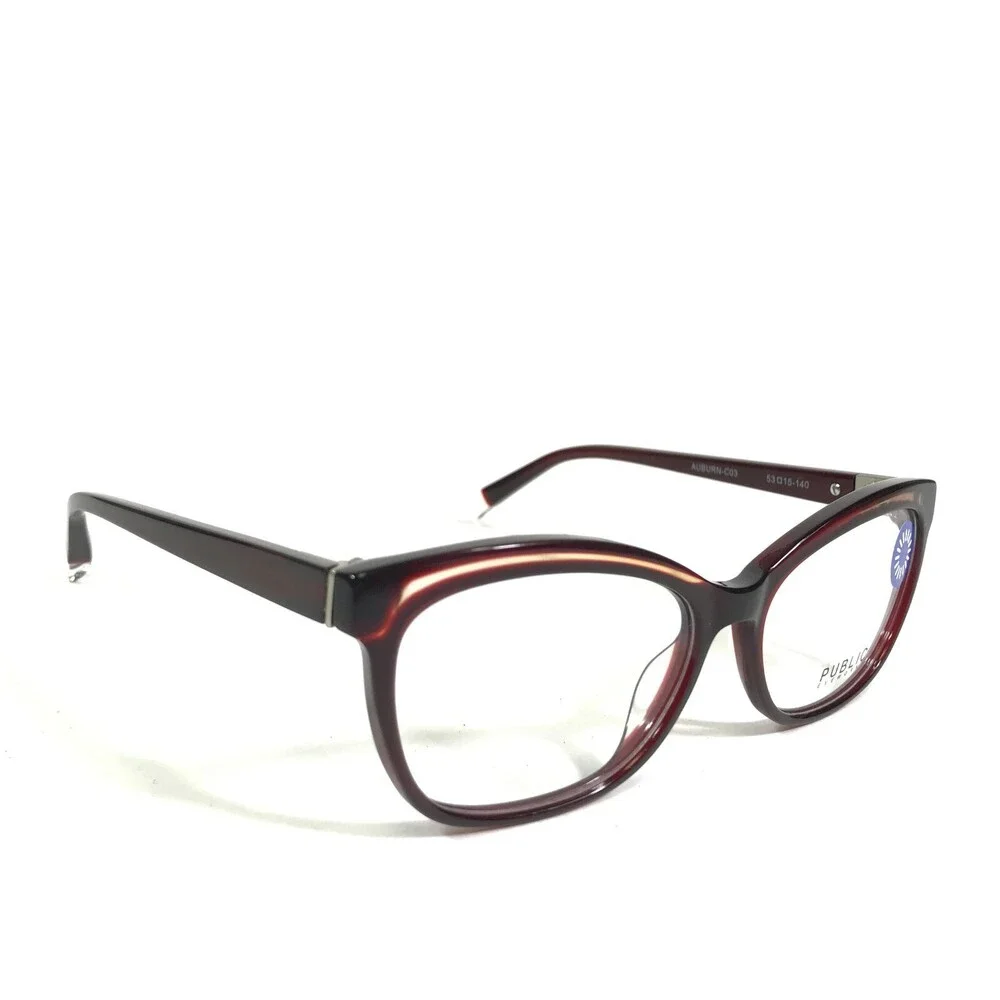 Public Eyeworks Eyeglasses Frames AUBURN-C03 Burgundy Red Cat Eye 53-15-140